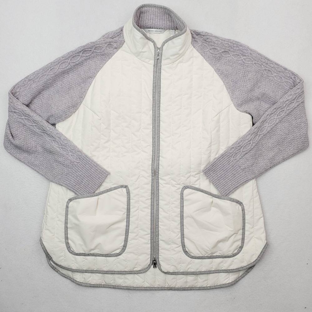 Peter Millar Pippin Hybrid Travel Jacket Womens XL White Gray Yak Cashmere Wool